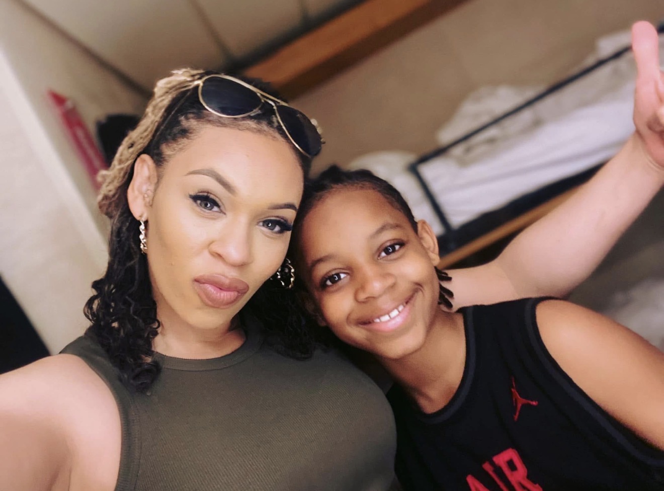 Tara being silly with her son